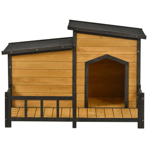 GO 47.2 ” Large Wooden Dog House Outdoor,  Outdoor & Indoor Dog Crate, Cabin Style, With Porch