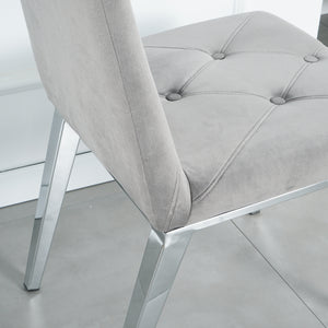 Modern luxury home furniture dinning room chairs chrome legs Dark Grey velvet fabric dining chairs(Set of 2)