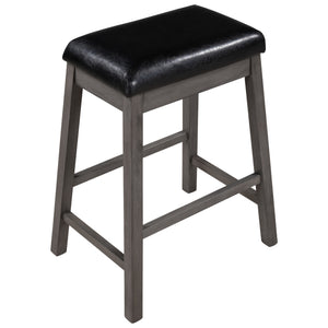 TOPMAX 4 Pieces Counter Height Wood Kitchen Dining Upholstered Stools for Small Places, Gray Finish+ Black Cushion