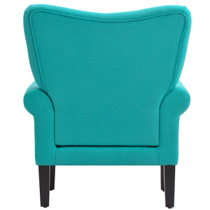 Modern Wing Back Accent Chair Roll Arm Living Room Cushion with Wooden Legs,Mallard Teal