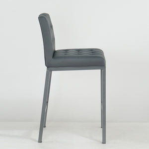 Cheap Modern Design High Counter Stool metal legs Kitchen Restaurant grey pu Bar Chair(set of 2)