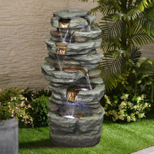 Load image into Gallery viewer, 33&quot; Outdoor Fountain Rockery Shower Outdoor Water Fountain with LED for Home
