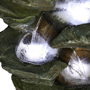 31” Showering Garden Waterfall with LED Resin Outdoor Fountains for Garden