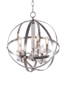 5-Light Candle Style Globe Chandelier Vintage Silver