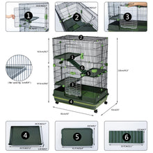 Load image into Gallery viewer, 【VIDEO provided】4-Tier 32 inch Small Animal Metal Cage Height Adjustable with Lockable  Top-Openings Removable for Rabbit Chinchilla Ferret Bunny Guinea Pig ,EVEN FOR HAMSTERS(green)
