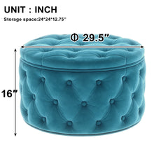 Load image into Gallery viewer, [New] 29.5&quot;Wide Classic Button Tufted Velvet Round Ottoman With Storage Living Room Footrest
