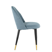 Load image into Gallery viewer, Blue Nordic Style Dining Room Furniture Comfortable Decoration similar to sackcloth Fabric Seat Dining Chair With Black Golden Legs(Set of 2)
