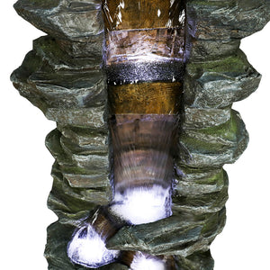 31” Showering Garden Waterfall with LED Resin Outdoor Fountains for Garden