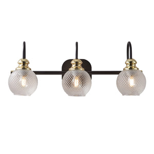 3 Light Modern Bathroom Vanity Light Fixture, Black Vanity Lights Fixture,Wall Sconces with Clear Glass Shades for Indoor Hallway Living Room Bathroom Over Mirror