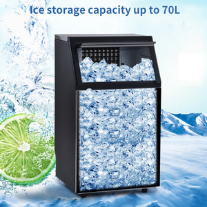 Freestanding Commercial Ice Maker Machine 66LBS/24H, Auto-Clean Built-in Automatic Water Inlet Clear Ice Cube Maker with Scoop, Ideal for Supermarkets Cafes Bakeries Bars Restaurants Home Office