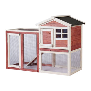 48 in. Large Chicken Coop Wooden Rabbit Hutch Auburn and White