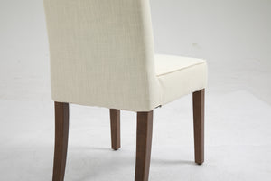 Cover Removable Interchangeable and Washable Beige Linen Upholstered Parsons Chair with Solid Wood Legs 2 PCS