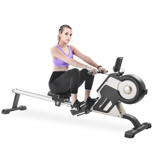 [VIDEO provided]Rowing Machine Indoor Rower with Magnetic Tension System,LED Monitor and 8-level Resistance Adjustment  Equipment