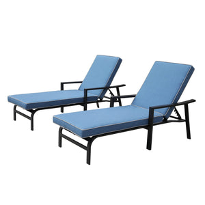 Chaise Lounge, Blue, Set of 2