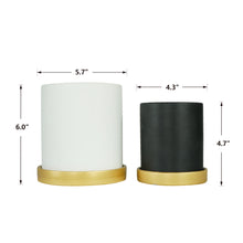 Load image into Gallery viewer, 6 in. and 4.8 in. White and Black Ceramic Flower Pots with Drain Hole and Saucer (2-Pack)
