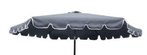 9 Feet Pole Scalloped Umbrella with Carry Bag, Gray