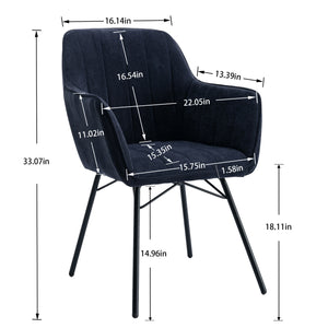 Hengming Dining Chairs, Modern Dining Room Chair  Tufted Accent Chair with Metal Legs for Living Room(Dark Blue)