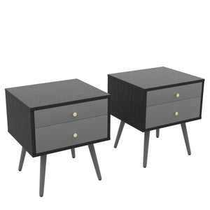 Modern Bedside Tables Set of 2,Nightstand with Storage Drawer -Chic  Simple Assembly End Side Table,Sofa Table,for bedroom/living room/office (2 pcs,dark grey)