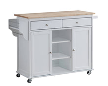 Load image into Gallery viewer, 1-Pc Grady Cottage Style Kitchen Island Storage Cart Natural Finish Top White Color
