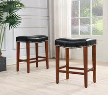 Load image into Gallery viewer, Black Leather Barstool 2 pcs Set
