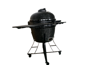 TOOPO 24inch Barbecue Charcoal Grill, Ceramic Kamado Grill with Side Table, Suitable for Camping and Picnic,Black