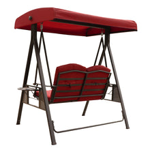 Load image into Gallery viewer, 2-Seat Outdoor Patio Porch Swing Chair, Adjustable Canopy Swing Glider with Weather Resistant Steel Frame, Adjustable Tilt Canopy,Removable Cushions and Pillow Included for Backyard，Red
