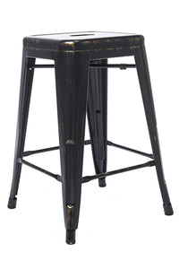 BTExpert 24" inches Stackable Industrial Golden Black Backless Kitchen Chair Island Indoor Outdoor Metal Barstools SET OF 4