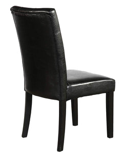 Tufted Parsons Upholstered Padded Dining Room Chairs Side Solid Wood-Accent Faux Leather Black