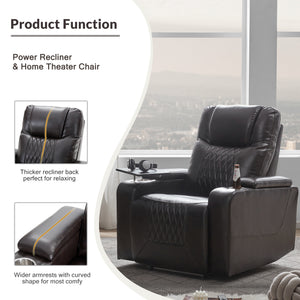 Orisfur.  Power Motion Recliner with USB Charging Port and Hidden Arm Storage 2 Convenient Cup Holders design and 360° Swivel Tray Table