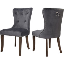 Load image into Gallery viewer, TOPMAX Victorian Dining Chair Button Tufted Armless Chair Upholstered Accent Chair,Nailhead Trim,Chair Ring Pull Set of 2 (Grey)
