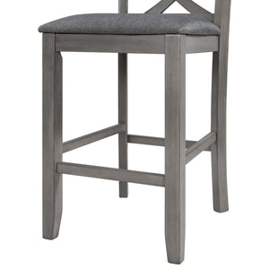 TOPMAX Farmhouse 2 Piece Padded Round Counter Height Kitchen Dining Chairs with Cross Back for Small Places, Gray