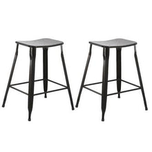 Load image into Gallery viewer, 24&quot; inch Metal Vintage Stackable Black Slim Counter Bar Stool -2 barstools

