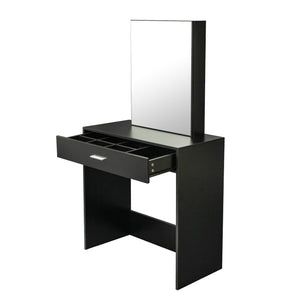 Vanity table set with sliding make up mirror & stool, modern dressing table with 1 drawer and sliding door hidden locker, Bedroom Furniture