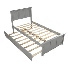 Load image into Gallery viewer, Platform Bed with Twin Size Trundle, Twin Size Frame, Gray (New)
