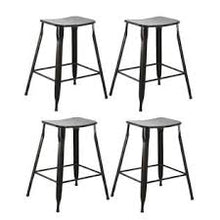 Load image into Gallery viewer, 24&quot; Industrial Metal Vintage Black Slim Backless Counter Bar Stool 4 barstools
