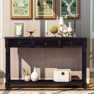 TREXM Console Table Sofa Table with Drawers for Entryway with Projecting Drawers and Long Shelf (Espresso)