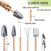 Load image into Gallery viewer, 9 PCS Garden Tools Set Ergonomic Wooden Handle Sturdy Stool with Detachable Tool Kit Perfect for Different Kinds of Gardening
