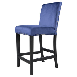 TOPMAX 4 Pieces Wooden Counter Height Upholstered Dining Chairs for Small Places, Blue+Black Legs