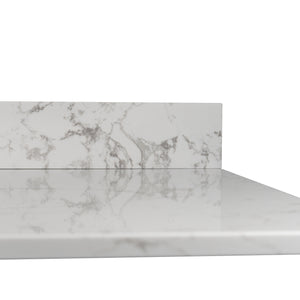 Montary 49‘’x22" bathroom stone vanity top  engineered stone carrara white marble color with rectangle undermount ceramic sink and single faucet hole with back splash .（not included cabinet )
