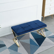 Load image into Gallery viewer, blue velvet fabric Morden bench
