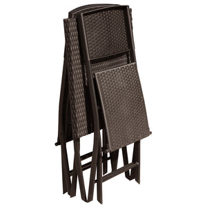 3 piece Wicker Bistro Set, Foldable One Table and Two Chairs for Garden, Yard, Porch, Poolside