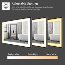 Load image into Gallery viewer, BEAUTME Bathroom Mirror with LED Lights Lighted Makeup Vanity Mirror Wall Mounted Large Size Rectangular Anti-Fog Memory Dimmable Touch Sensor Horizontal/Vertical Warm White/Daylight Lights
