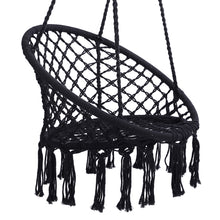 Load image into Gallery viewer, Black Swing，Hammock Chair Macrame Swing，Max 330 Lbs Hanging Cotton Rope Hammock Swing Chair for Indoor and Outdoor
