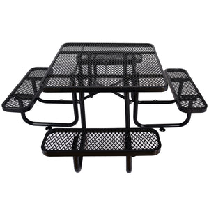 Square Outdoor Steel Picnic Table 46" black ,with umbrella pole