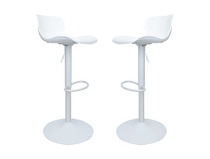 Bar Stools Set of 2 for Kitchen Counter Adjustable Counter Height, Tall Barstools Kitchen Island Stools with Cushion, White