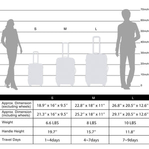 3 Piece Luggage Set Hardside Spinner Suitcase with TSA Lock 20" 24' 28" Available