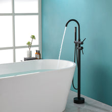 Load image into Gallery viewer, Double Handle Floor Mounted Clawfoot Tub Faucet
