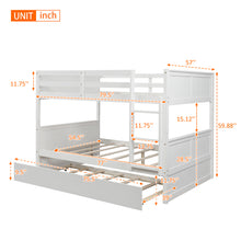 Load image into Gallery viewer, Full Over Full Bunk Bed with Twin Size Trundle, White
