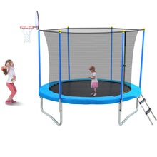 Load image into Gallery viewer, 8FT Trampoline for Kids with Safety Enclosure Net, Basketball Hoop and Ladder, Easy Assembly Round Outdoor Recreational Trampoline

