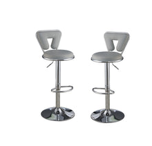 Load image into Gallery viewer, Adjustable Bar stool Gas lift Chair Gray Faux Leather Chrome Base metal frame Modern Stylish Set of 2 Chairs
